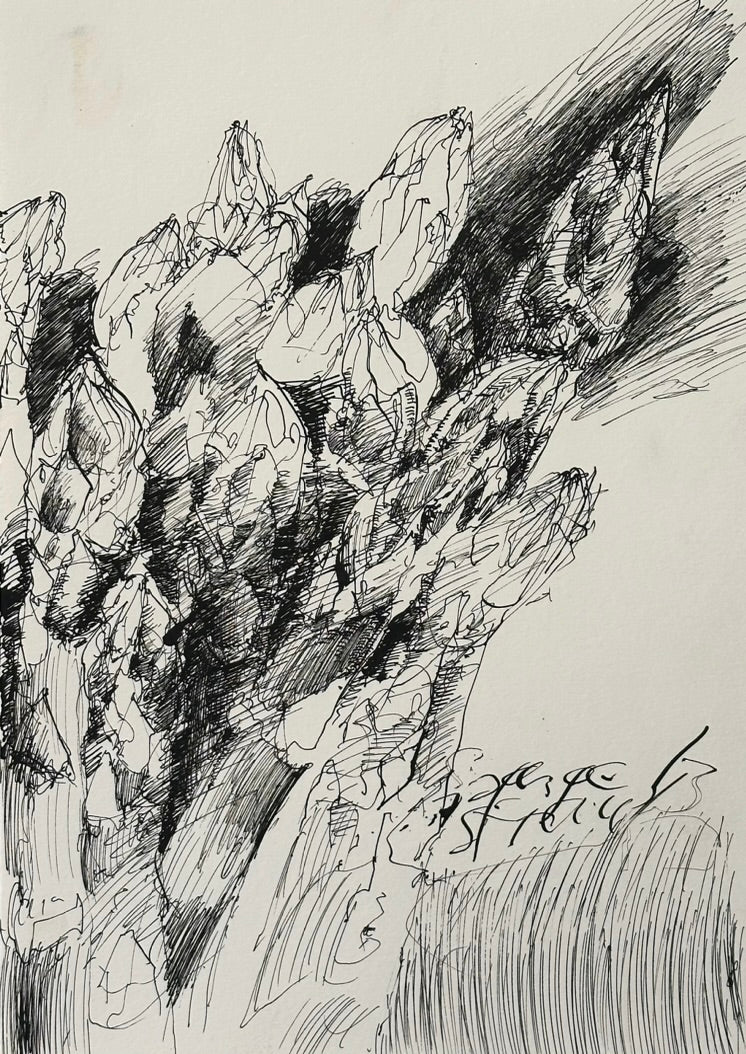 2 SCHRAFFURABENDE MIT TUSCHE - BUCHBAR AB DEM 05. APRIL